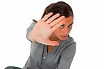 Teenage Girl Hand Block Violence Stock Photo