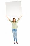 Teenage Girl Holding Blank Board Stock Photo