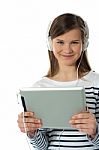 Teenage Girl Listening Music Stock Photo
