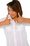 Teenage Girl Showing Thumbs Up Stock Photo