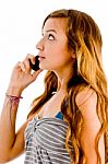 Teenage Girl Talking Over Cellphone Stock Photo