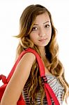 Teenage Girl With School Bag Stock Photo