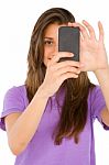 Teenage Girl With Smartphone Stock Photo