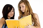 Teenage Students Studying Book Stock Photo