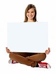 Teenager Posing With Blank Placard Stock Photo