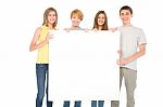 Teenagers Holding Blank Board Stock Photo