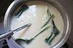 Thai Drink , Boiling Soy Milk In Pot Stock Photo