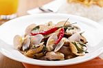 Thai Food Stir Fried Clams Stock Photo