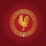 The Gold  Roosters In Chinese Circle Stock Photo