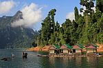 The Hut In Lake Khao Sok National Park  Of Thailand Stock Photo