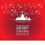 The Merry Christmas And Happy New Year With Snow And Tree On Red Background Stock Photo
