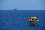 The Offshore Oil Rig And Remote Platform Stock Photo
