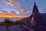 The Pagoda On The Mountain At The Sun Set Time In Chiang Mai Stock Photo