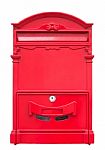 The Red Mailbox On White Background Stock Photo