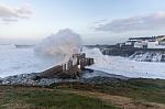 The Sea Crashes Hard On The Coasts Of Galicia, Stock Photo