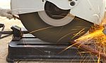 The Smith Is Cutting Steel Stock Photo