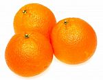 Three Oranges On White Background Stock Photo