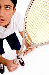 Top View Of Tennis Player With Racket Stock Photo