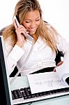 Top View Of Working Businesswoman Stock Photo