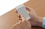 Touching A Smart Phone Stock Photo