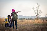 Tourists Are Enjoying The Mountain Stock Photo