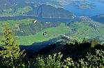 Towards The Stanserhorn On Cabrio Cable Car In Summer Stock Photo