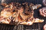 Traditional Meat Grilled On The Grill In The Argentine Countryside Stock Photo