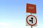 Traffic Sign Up In Clear Blue Sky Stock Photo