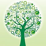 Tree With Recycling Symbols Stock Photo