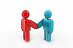 Two 3d People Are Shaking Hands Stock Photo