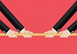 Two Businessmen Pull The Rope Stock Photo