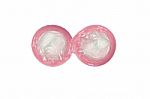 Two Pink Condoms  Stock Photo