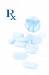 Unique Prescription Pattern With Blue Caplet Background Stock Photo