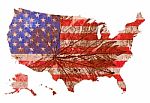 USA Map With Flag Pattern Stock Photo