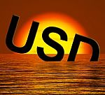 Usd Word Sinking In Sea Stock Photo