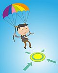 Usiness Man To Parachute To Win Point Stock Photo