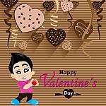 Valentine's Day And Boyfriend Love Confess On Heart Chocolate Party Background.  Party Heart Chocolate And Full Heart On Colorful Background Stock Photo