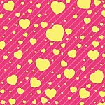 Valentine's Day And Yellow Heart On Pink Background.  Valentine's Day Background Stock Photo