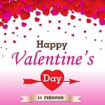 Valentine's Day On White And Pink Background.  And Colorful Heart Background Stock Photo