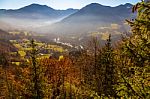 View Of Mountians And A Valley Stock Photo