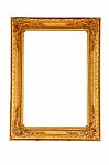 Vintage Gold Picture Frame Isolated On White Stock Photo