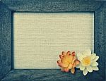 Vintage Style Wooden Frame And Flowers Stock Photo