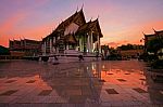 Wat Suthat At Twilght Sky In Bangkok, Thailand Stock Photo