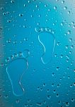 Water Drop Foot Print Stock Photo