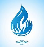 Water Drop In Hand Design For World Water Day Stock Photo