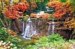 Waterfall In Spring Season Stock Photo