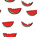 Watermelon Seamless Pattern By Hand Drawing On White Backgrounds Stock Photo