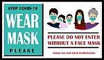 Wear Surgical Mask Sign And Symbol. Medical Mask. The Sign For Wearing Face Covering To Prevent The Spread Of Covid-19. Please Do Not Enter Without A Face Covering Stock Photo