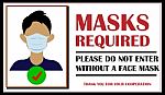 Wear Surgical Mask Sign And Symbol. Medical Mask. The Sign For Wearing Face Covering To Prevent The Spread Of Covid-19. Please Do Not Enter Without A Face Covering Stock Photo