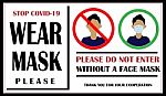 Wear Surgical Mask Sign And Symbol. Medical Mask. The Sign For Wearing Face Covering To Prevent The Spread Of Covid-19. Please Do Not Enter Without A Face Covering Stock Photo